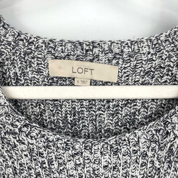 Ann Taylor LOFT Black and White Cotton Knit Sweater Size Small - Picture 3 of 6
